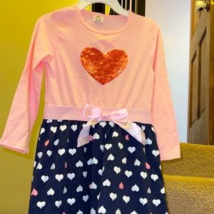 Girls Dress with Heart Sequence L(10-12)